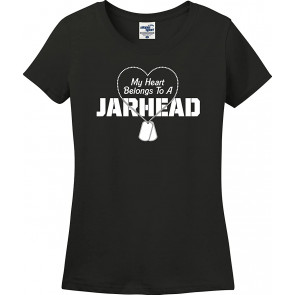Military Wife Girlfriend My Heart Belongs To A Jarhead Missy Fit (S-3X) T-Shirt