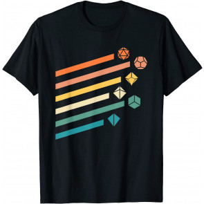 Minimalist Polyhedral Dice Set Retro Colors D20 T-Shirt