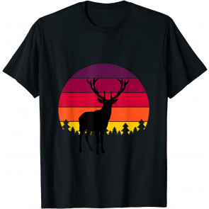 Montana Deer Hunter Sunset - Vintage Retro T-Shirt