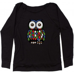 Mosaic Owl Off Shoulder Sweat T-Shirt
