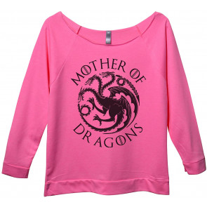 “Mother Of Dragons Raw Edge Game Of Throne Sweat 3/4 Sleeve Top T-Shirt