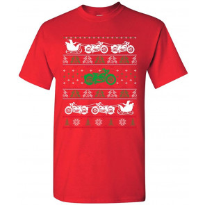 Motorcycle Sleigh Santa Claus Ugly Christmas T-Shirt