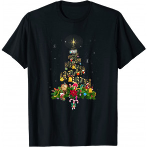 Music Notes Musical Tree Light Music Nerd Christmas Teacher T-Shirt