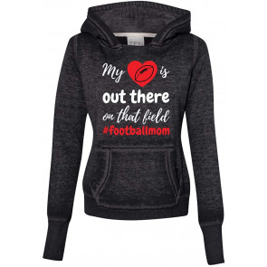 My Heart Is Out There Football Mom Ladies Zen  Fleece T-Shirt