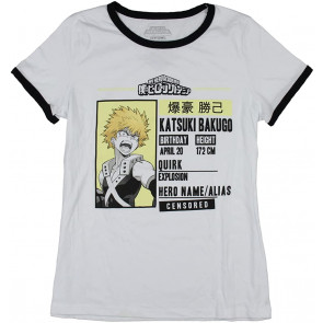 My Hero Academia Katsuki Bakugo Info Profile Girl's Ringer T-Shirt