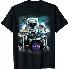 NASA Space Drum Playing Astronaut T-Shirt