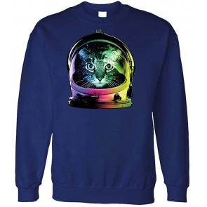 NEON Space CAT - Astronaut Kitten Outer Space - Fleece Sweat T-Shirt