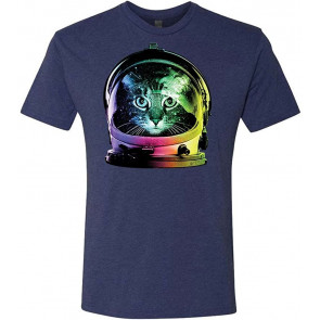 NEON Space CAT - Astronaut Kitten Outer Space - Tri-Blend T-Shirt