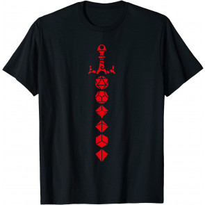 Nerdy Polyhedral Dice Set Sword Geeky Minimalist D20 T-Shirt
