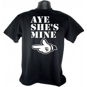 New Aye She's Mine Hand Black T-Shirt