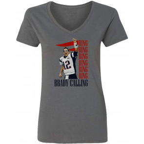 New England Fans Brady SB 6 Rings Goat Womens Vneck T-Shirt