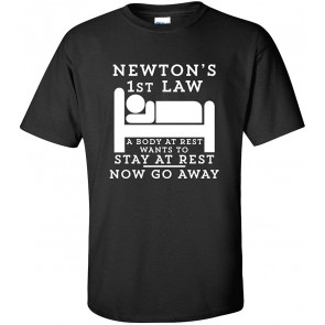 Newton's Law A Body At Rest Humor Novelty Graphic T-Shirt