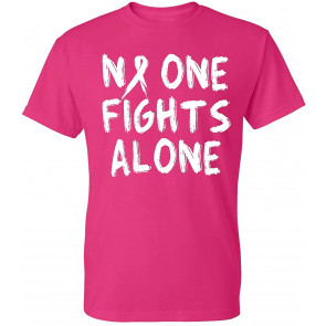 No One Fights Alone Ribbon Support Breast Cancer Awareness Men's T-Shirt