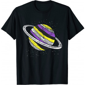 Nonbinary Flag Genderfluid Planet Agender Saturn Non Binary T-Shirt