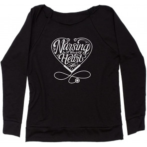 Nursing Is A Work Of Heart Off Shoulder Sweat T-Shirt