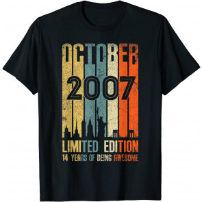 October 2007 14 Birthday 14 Year Old 2007 Birthday Vintage T-Shirt