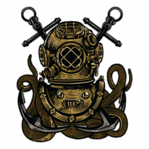 Octopus In A Diving Helmet Surreal Tshirt