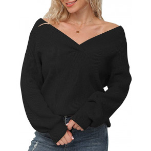 Off Shoulder  V-Neck T-Shirt