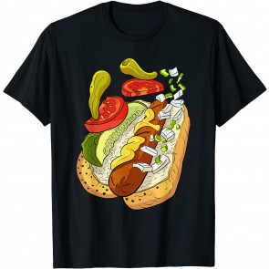 Official Chicago Style Hot Dog Street Art T-Shirt