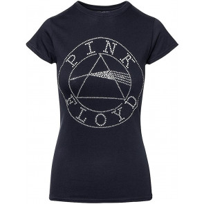 Official Ladies Circle Logo Diamante Black Fitted T-Shirt