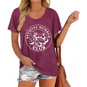 OfficialMemberCoolAuntsClubT-ShirtWomentFunnyGraphicPrintShortSleeveTee T-Shirt