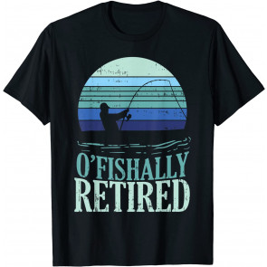Ofishally Retired Fishing Retro Retirement Dad Men Gift T-Shirt