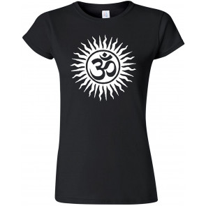 Om Aum Yoga Hindu Sanskrit God Symbol Womens Black T-Shirt