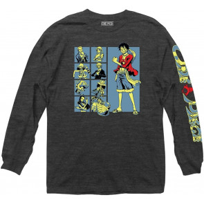 One Piece Group Grid With Sleeve Logo T-Shirt