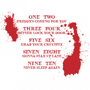 One Two Fredys Coming For You Three Four Better Lock Your Door  Five Six Grab Your Crucifix  Nightmare On Elm Street  80s Tshirt