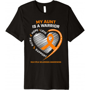 Orange Ribbon MS Warrior Aunt Multiple Sclerosis Awareness T-Shirt