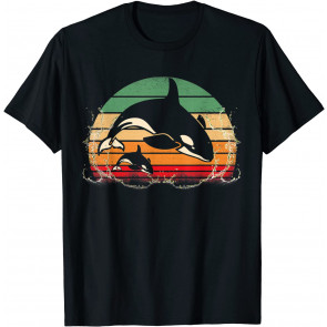 Orca Family Vintage Retro Art, Killer Whale Family T-Shirt