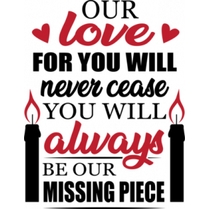 Our Love For You Will Never Cease You Will Always Be Our Missing Piece T-Shirt