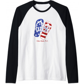 Outer Banks NC American Flag Patriotic Themed OBX Flip Flop T-Shirt