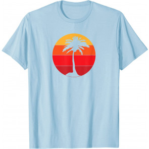 Pacific Ocean Beach Palm Tree Sun Retro Vintage T-Shirt