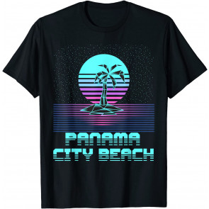 Panama City Beach FL Retro Vintage 80s Palm Tree Souvenir T-Shirt