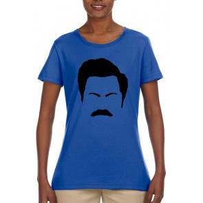 Parks And Rec Fans Ron Swanson Mustache Face Silhouette T-Shirt