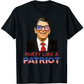 Party Like A Patriot Ronald Reagan Sunglasses USA T-Shirt