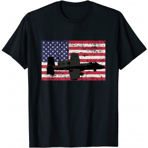 Patriotic A-10 Warthog Jet American Flag T-Shirt