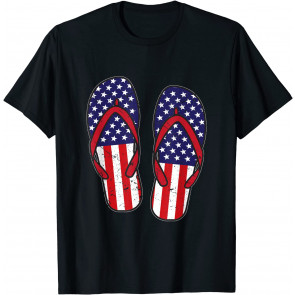 Patriotic American Flag 4th Of July Flip Flop Beach Sandals T-Shirt