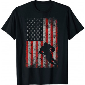 Patriotic AMERICAN FLAG American Football Gift Footballer T-Shirt