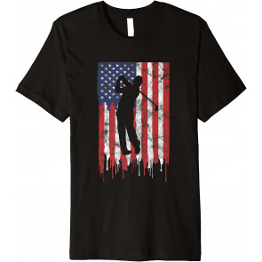 Patriotic American Flag Golfing Man Golfer T-Shirt