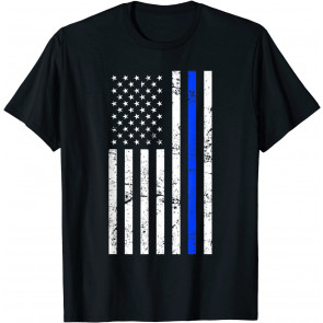 Patriotic American Flag Police Support T-Shirt