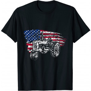 Patriotic American Flag Tractor Farmer Tractor Lover T-Shirt