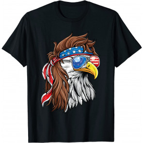 Patriotic Bald Eagle Mullet USA American Flag 4th Of July T-Shirt