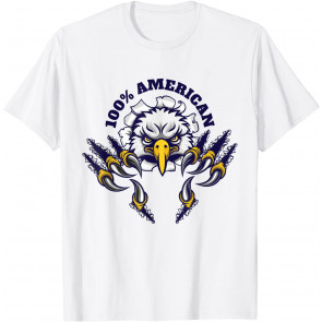 Patriotic Bald Eagle USA Apparel 4th Of July 100% American T-Shirt