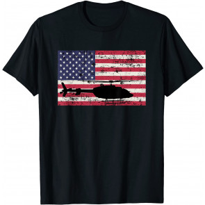 Patriotic Bell 407 Helicopter American Flag T-Shirt