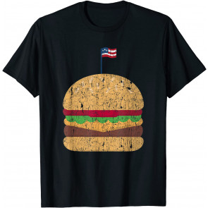 Patriotic Cheese Burger American Flag 4th July 2022 BBQ T-Shirt