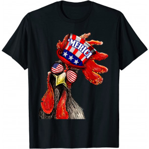 Patriotic Chicken Merica 4th Of July USA Independence Day T-Shirt