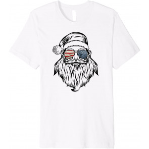 Patriotic Christmas Gifts Merry Xmas Santa With Sunglasses T-Shirt