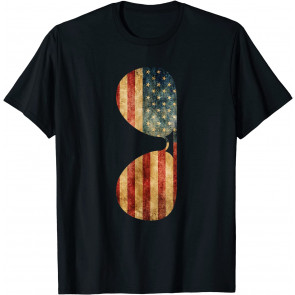 Patriotic Distressed American Flag Sunglasses T-Shirt
